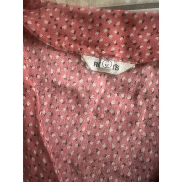 Rolla’s M Rayon Printed Tulip Mini Dress Coral Pink Button - Picture 3 of 10